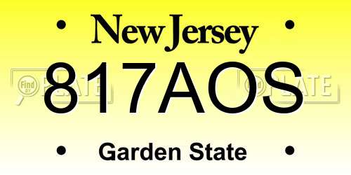 817AOS New Jersey License Plate
