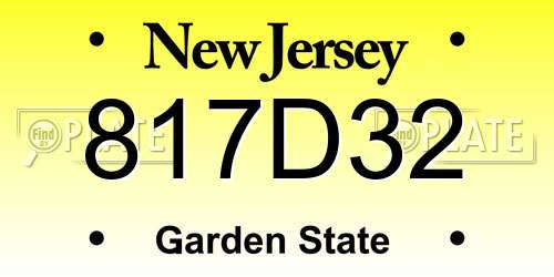 817D32 New Jersey License Plate