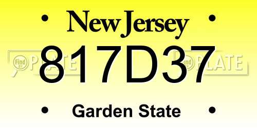 817D37 New Jersey License Plate