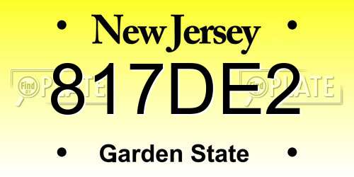 817DE2 New Jersey License Plate