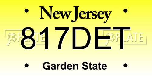 817DET New Jersey License Plate