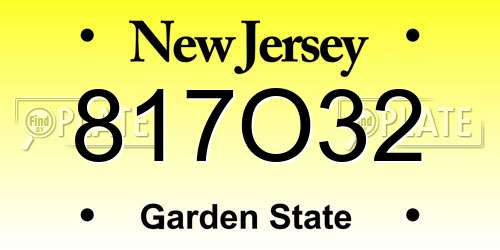 817O32 New Jersey License Plate