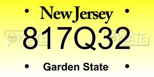817Q32 New Jersey License Plate