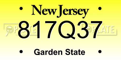 817Q37 New Jersey License Plate