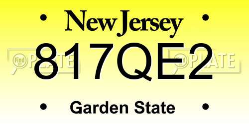 817QE2 New Jersey License Plate