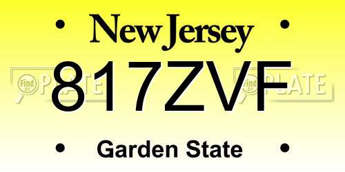 817ZVF New Jersey License Plate