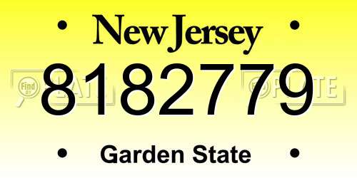 8182779 New Jersey License Plate