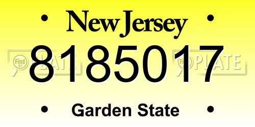 8185017 New Jersey License Plate