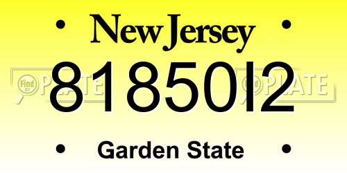 81850I2 New Jersey License Plate