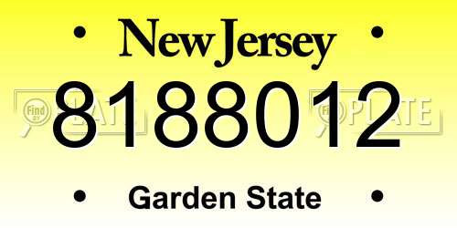 8188012 New Jersey License Plate