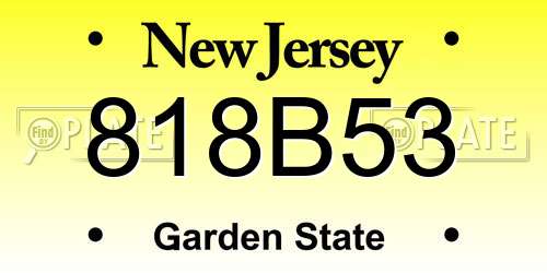 818B53 New Jersey License Plate