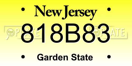 818B83 New Jersey License Plate