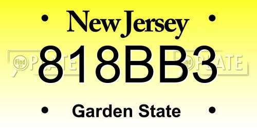 818BB3 New Jersey License Plate