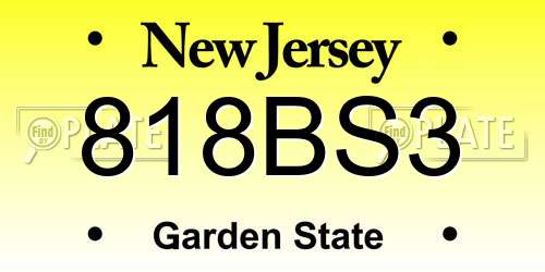 818BS3 New Jersey License Plate