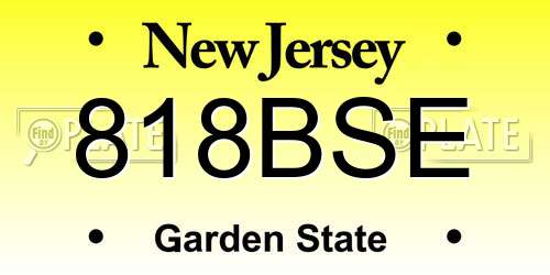 818BSE New Jersey License Plate
