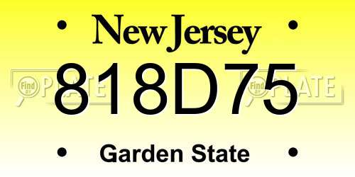 818D75 New Jersey License Plate