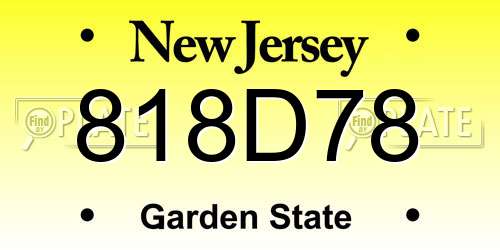 818D78 New Jersey License Plate