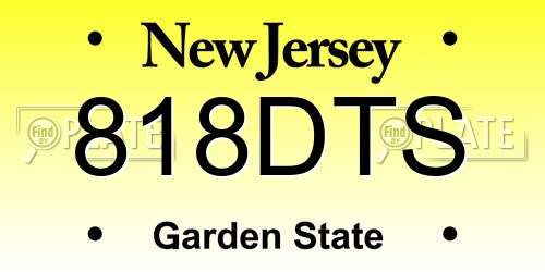 818DTS New Jersey License Plate