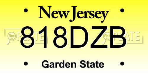 818DZB New Jersey License Plate