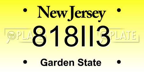 818II3 New Jersey License Plate