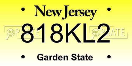 818KL2 New Jersey License Plate