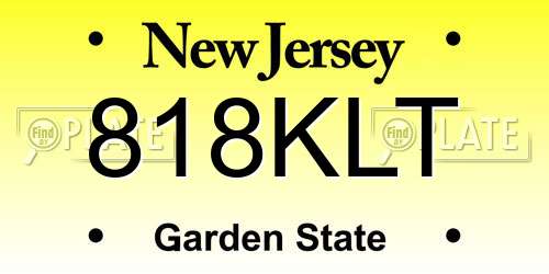 818KLT New Jersey License Plate