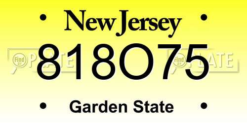 818O75 New Jersey License Plate