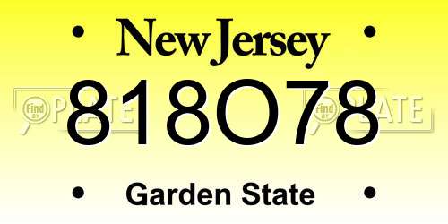 818O78 New Jersey License Plate