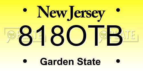 818OTB New Jersey License Plate