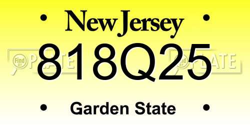 818Q25 New Jersey License Plate