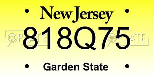 818Q75 New Jersey License Plate