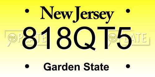 818QT5 New Jersey License Plate