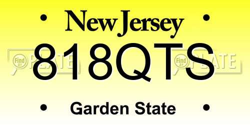 818QTS New Jersey License Plate