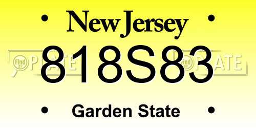 818S83 New Jersey License Plate