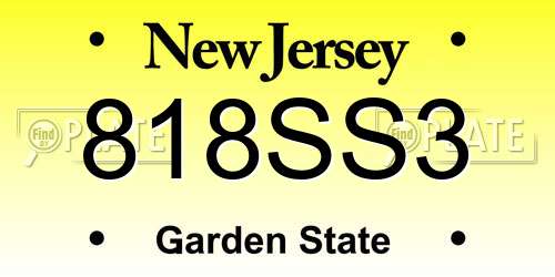 818SS3 New Jersey License Plate