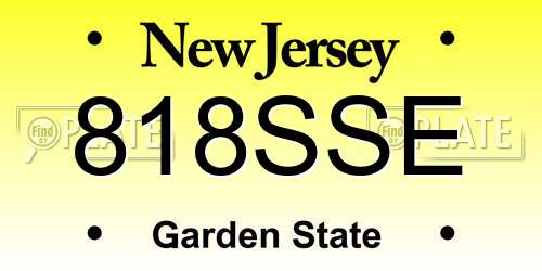 818SSE New Jersey License Plate