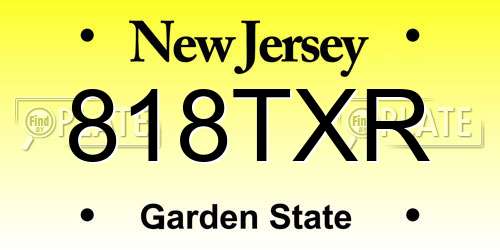 818TXR New Jersey License Plate
