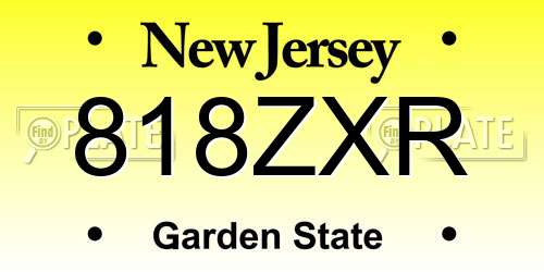 818ZXR New Jersey License Plate