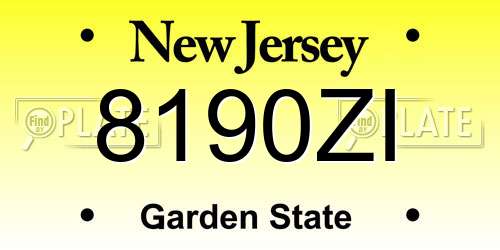 8190ZI New Jersey License Plate
