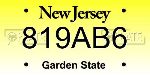 819AB6 New Jersey License Plate