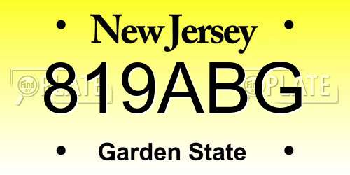 819ABG New Jersey License Plate