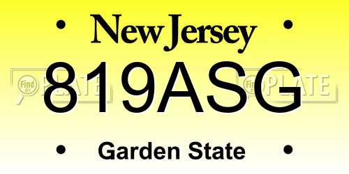 819ASG New Jersey License Plate