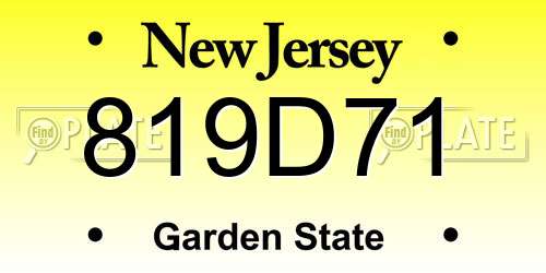 819D71 New Jersey License Plate
