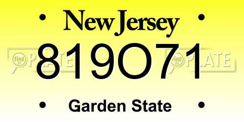 819O71 New Jersey License Plate