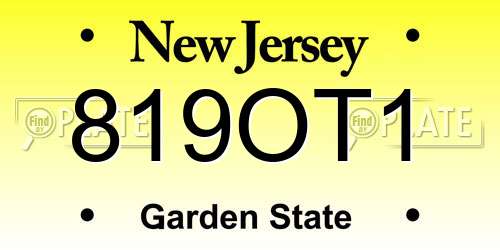 819OT1 New Jersey License Plate