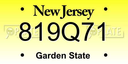 819Q71 New Jersey License Plate