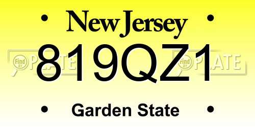 819QZ1 New Jersey License Plate