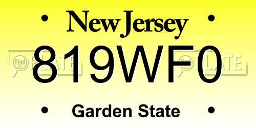 819WF0 New Jersey License Plate