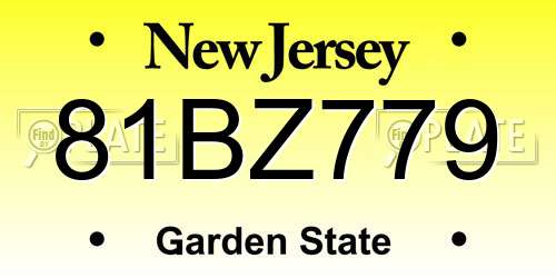 81BZ779 New Jersey License Plate