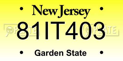 81IT403 New Jersey License Plate